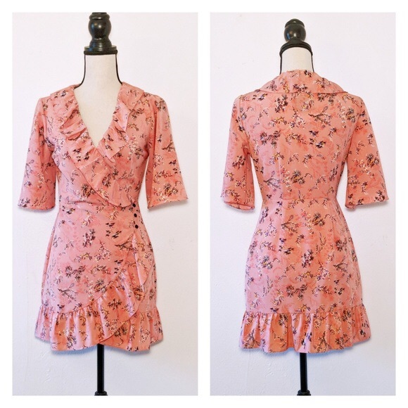 topshop floral ruffle wrap tea dress - Picture 5 of 5